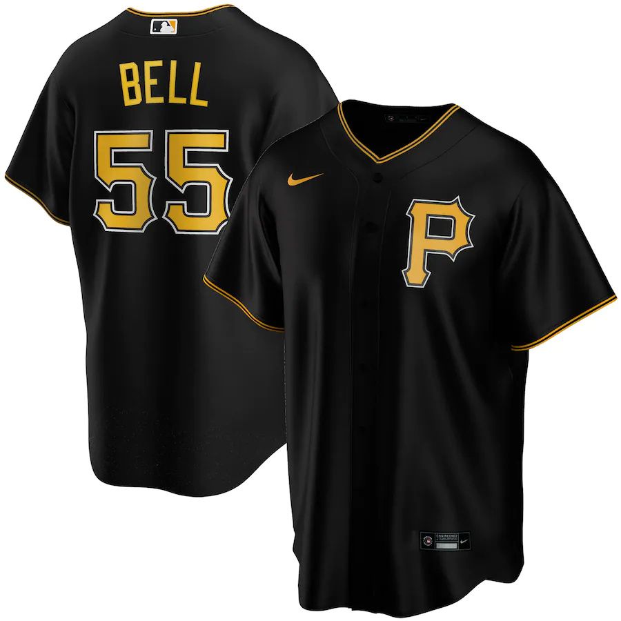 Youth Pittsburgh Pirates #55 Josh Bell Nike Black Alternate Replica Player MLB Jerseys